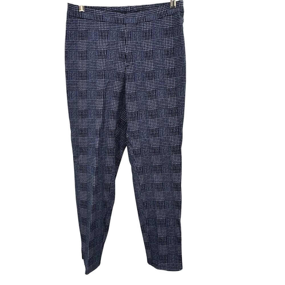 Isaac Mizrahi Live! Printed 24/7 Stretch Slim Leg Ankle Pants Blue Tartan Plaid